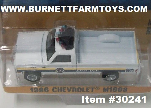 Item #30241 White Yellow Stripe Blue Stripe 1986 Chevrolet M1008 Philadelphia Police Pickup Truck - 1/64 Scale - Greenlight - Image 4