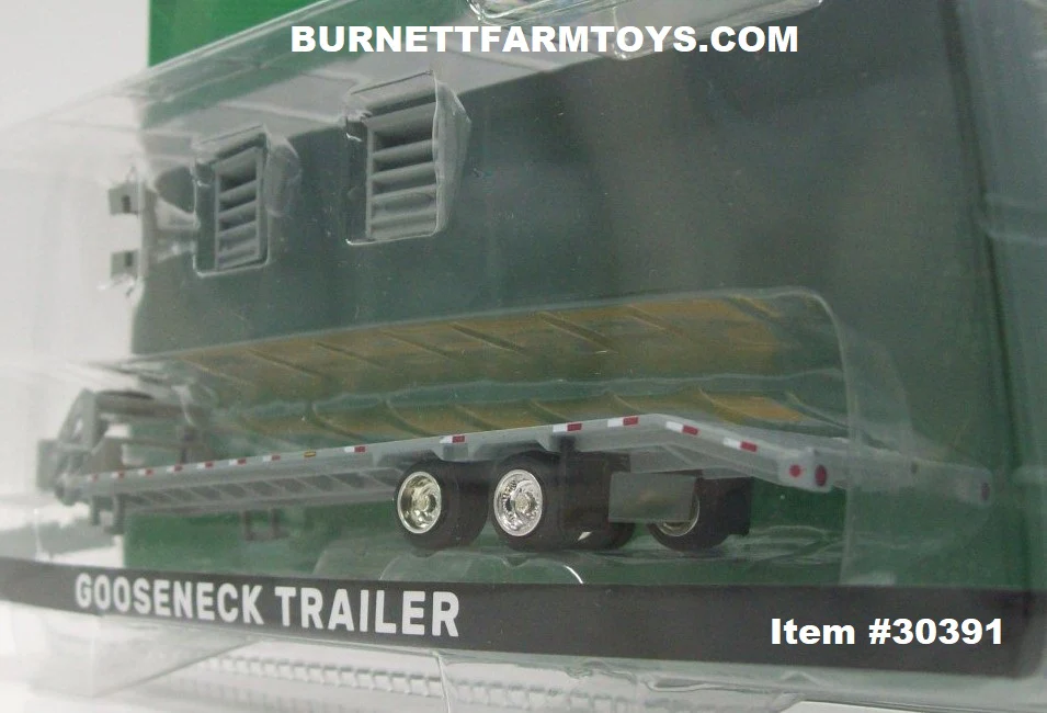 Item #30391 Gray Tandem Axle Flatbed Gooseneck Trailer with Ramps - 1/64 Scale - Greenlight - Image 3