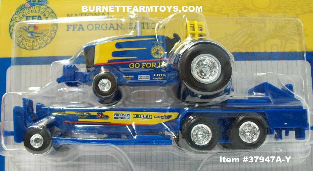 Item #37947A-Y Blue Yellow Pulling Tractor with Sled - National FFA Organization Edition - 1/64 Scale - Ertl / Tomy - Image 4
