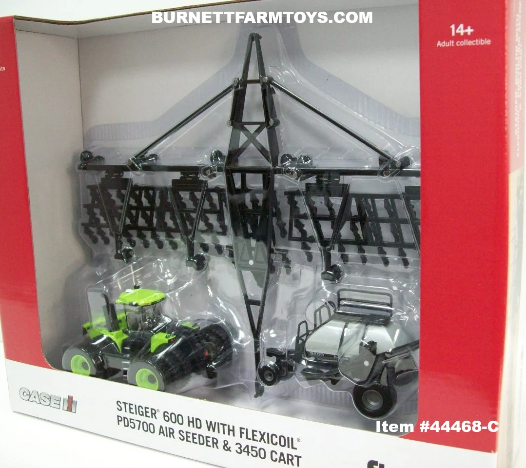 Item #44468-C Case IH Lime Steiger 600 HD with Black Flexi Coil PD5700 Air Seeder and 3450 Cart - Chase Unit - 1/64 Scale - Ertl / Tomy - Image 3