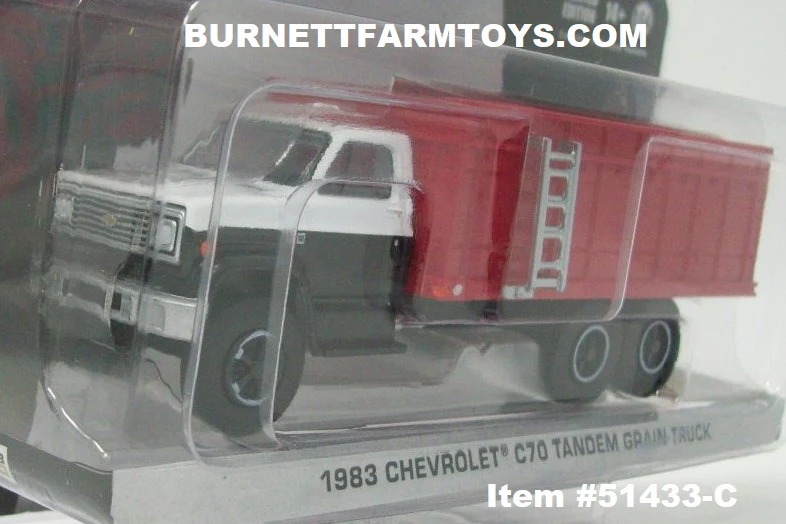 Item #51433-C White Black 1983 Chevrolet C70 Tandem Axle Grain Truck with Red Bed - 1/64 Scale - Greenlight - Image 2