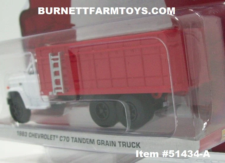 Item #51434-A White 1983 Chevrolet C70 Tandem Axle Grain Truck with Red Bed - 1/64 Scale - Greenlight - Image 3