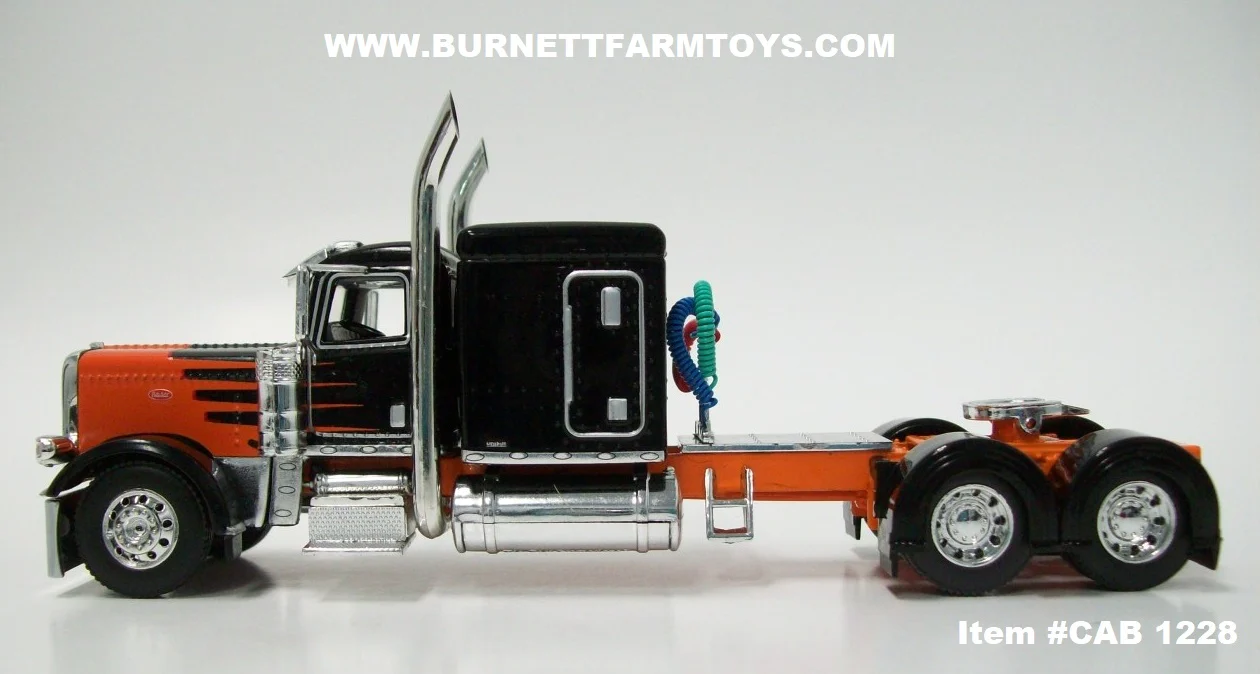 Item #CAB 1228 Black Orange Peterbilt 389 63-inch Flattop Sleeper - 1/64 Scale - DCP - Image 3
