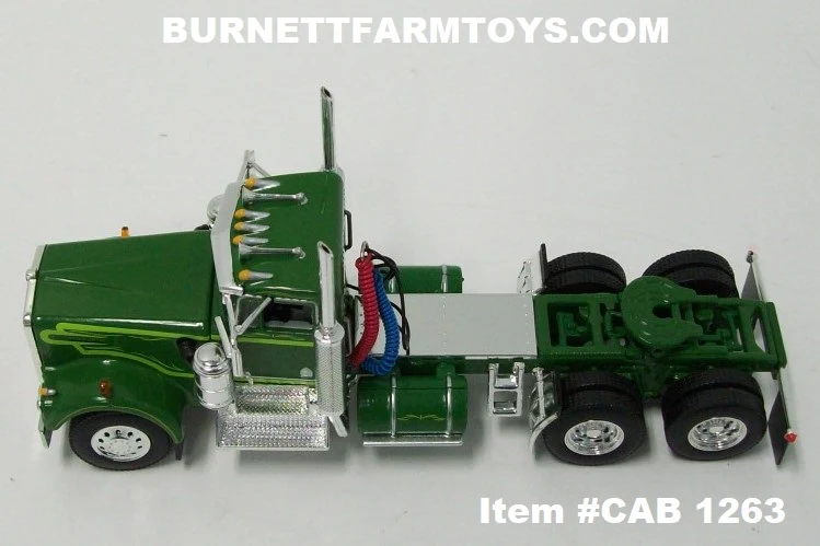 Item #CAB 1263 Dark Green Lime Green Kenworth W900A Day Cab - 1/64 Scale - DCP - Image 4