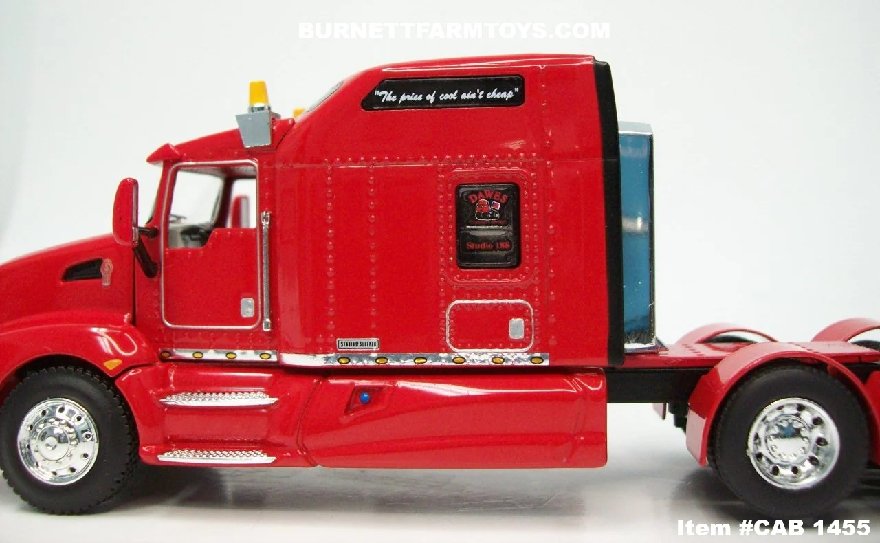 Item #CAB 1455 Dawes Contract Carriage Red Tri-Axle Kenworth T660 86-inch Sleeper - 1/64 Scale – DCP by First Gear - Image 5