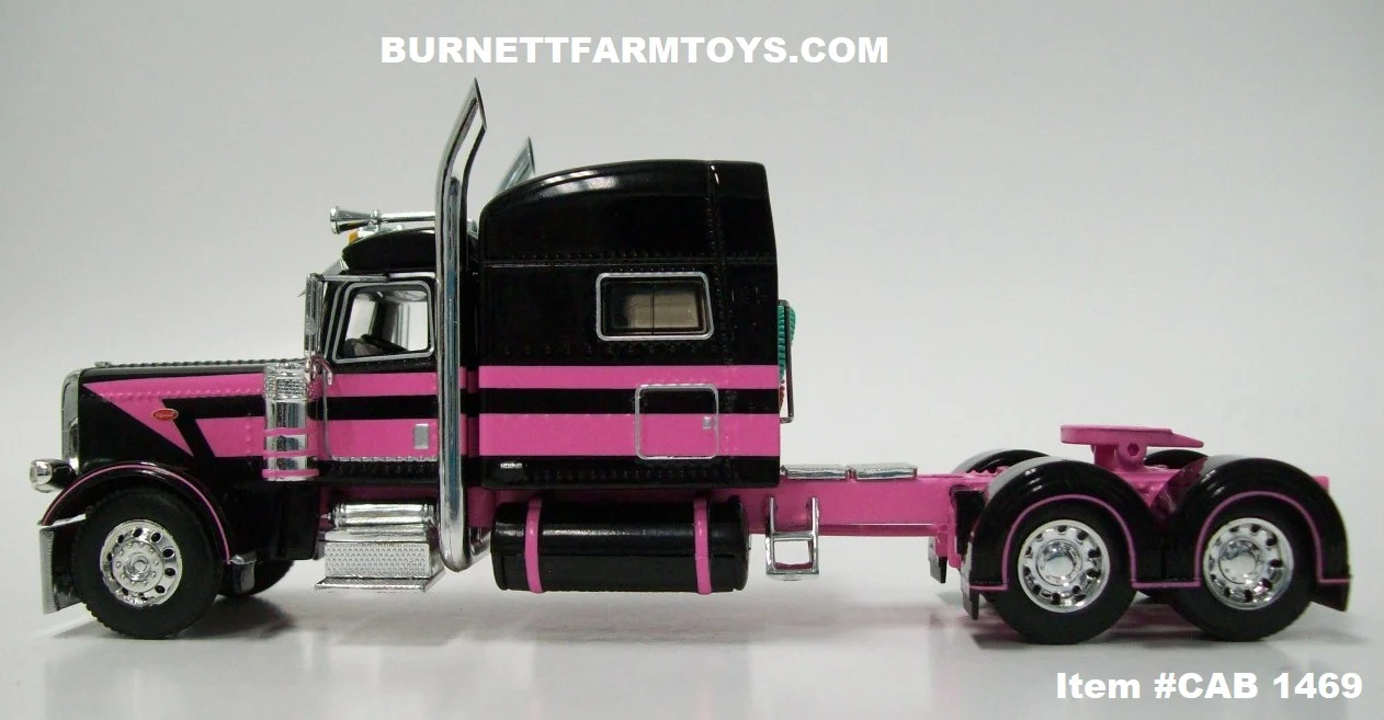 Item #CAB 1469 Black Pink Peterbilt 389 70-inch Mid Roof Sleeper - 1/64 Scale - DCP by First Gear - Image 3