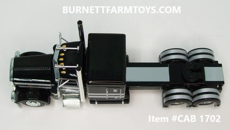 Item #CAB 1702 Black Silver Stripe Peterbilt 389 63-inch Flattop Sleeper - 1/64 Scale - DCP by First Gear - Image 4