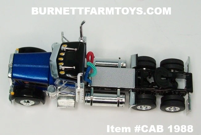 Item #CAB 1988 Blue Metallic Black Gold Outline Peterbilt 379 Day Cab - 1/64 Scale – DCP by First Gear - Image 4