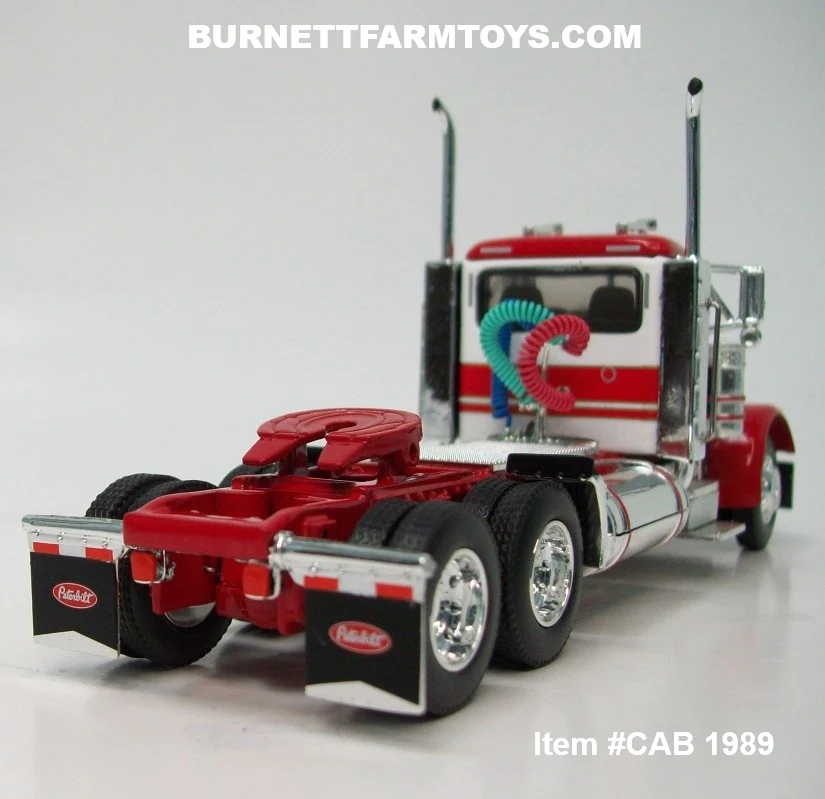 Item #CAB 1989 White Red Gold Outline Peterbilt 379 Day Cab - 1/64 Scale – DCP by First Gear - Image 2