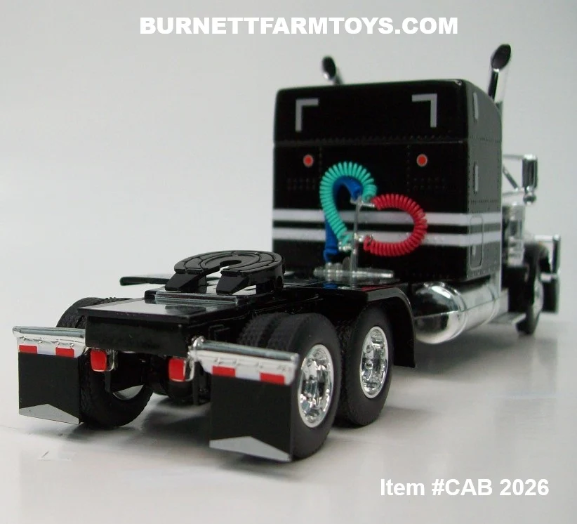 Item #CAB 2026 Black White Silver Outline Peterbilt 379 63-inch Mid Roof Sleeper - 1/64 Scale – DCP by First Gear - Image 2