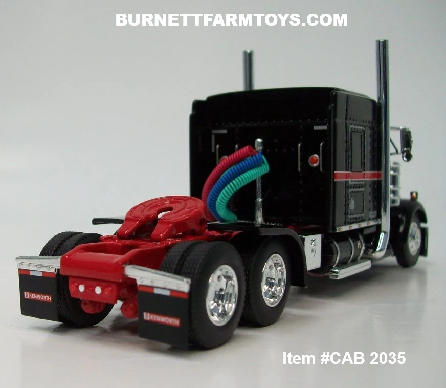 Item #CAB 2035 Black Red White Outline Kenworth W900L 72-inch AeroCab Flattop Sleeper - 1/64 Scale – DCP by First Gear - Image 2