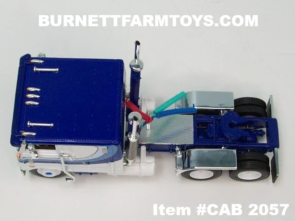 Item #CAB 2057 Blue White Black Outline Peterbilt 352 COE 110-inch Sleeper - 1/64 Scale – DCP by First Gear - Image 4