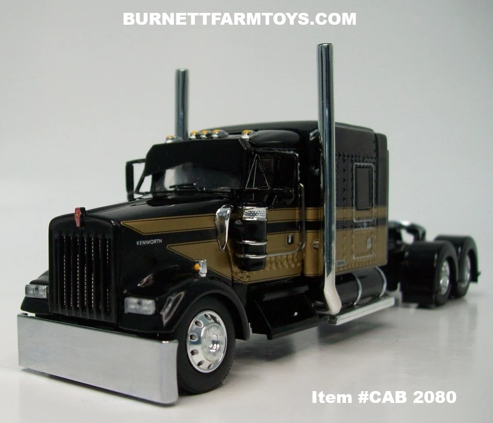 Item #CAB 2080 Black Gold Kenworth W900L 72-inch AeroCab Sleeper - 1/64 Scale – DCP by First Gear