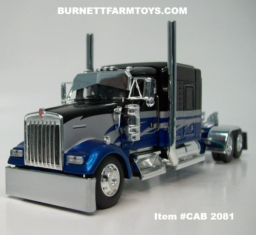 Item #CAB 2081 Black Blue Silver Kenworth W900L 72-inch AeroCab - 1/64 Scale - DCP by First Gear