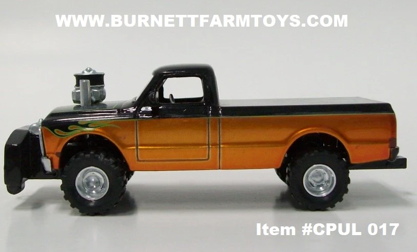 Item #CPUL 017 Burnt Orange Black Flame 1972 Chevrolet Cheyenne Four Wheel Drive Pulling Truck - Image 3