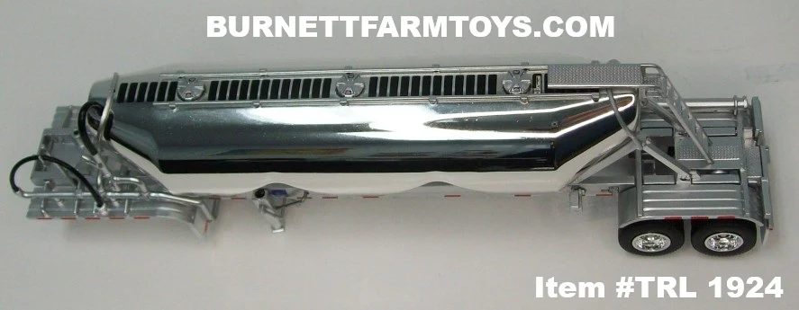 Item #TRL 1924 Polished Silver Tandem Axle 3-Bay Pneumatic Tanker Trailer - 1/64 Scale – DCP by First Gear - Image 4