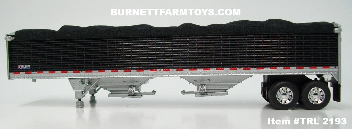 Item #TRL 2193 Black High Sided Black Tarp Silver Frame Tandem Axle Wilson 43-foot Pacesetter Hopper Bottom Grain Trailer - 1/64 Scale – DCP by First Gear - Image 3