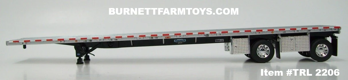 Item #TRL 2206 Silver Deck Black Frame Spread Axle Wilson Roadbrute 53-foot Flatbed Trailer - 1/64 Scale – DCP by First Gear - Image 3